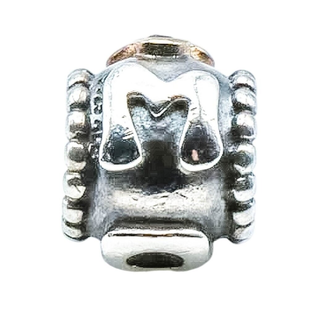Pandora Mom Charm 14K Gold Sterling Silver Salmon Zirconia Retired